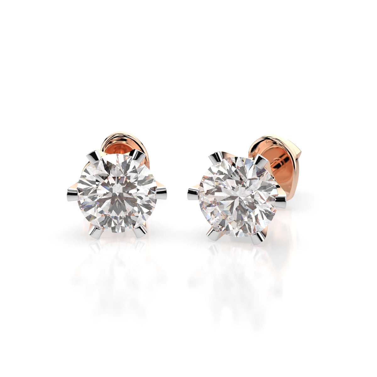 Cercei din Aur cu Diamante, Forma Rotund Briliant, 1,40 CT