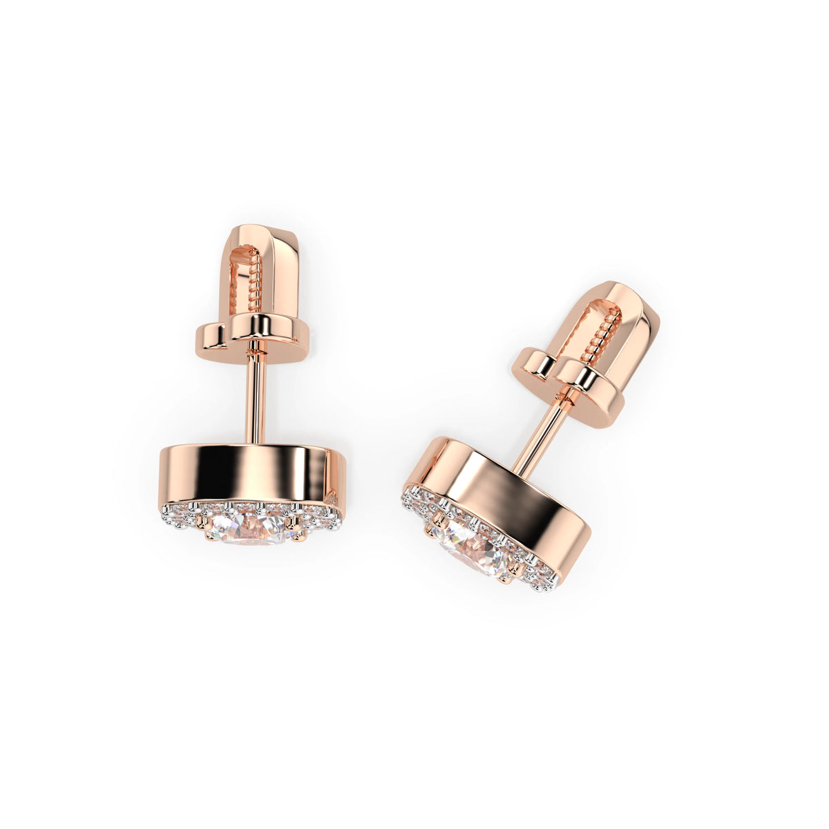 Cercei din Aur cu Diamante, Forma Rotund Briliant, 1,00 CT