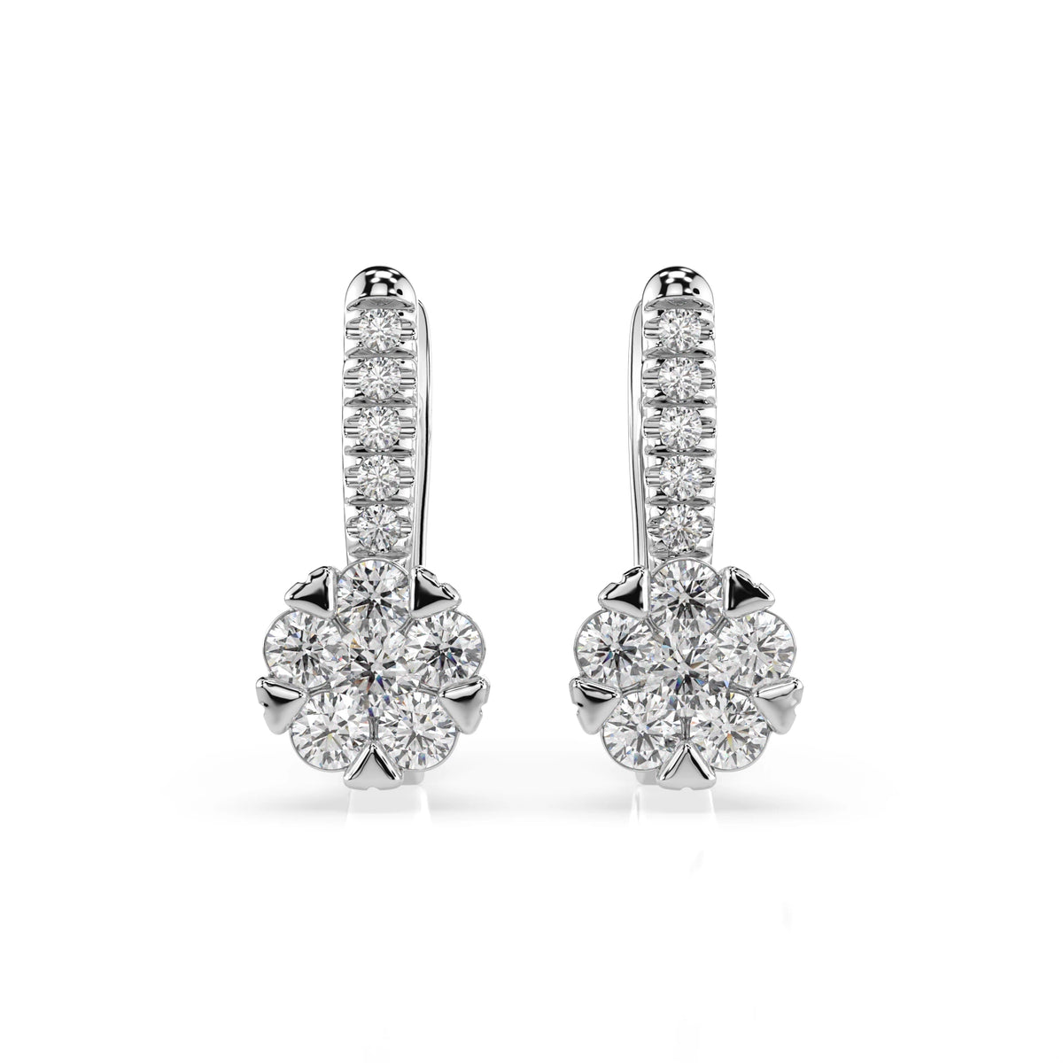 Cercei din Aur cu Diamante, Forma Rotund Briliant, 0,50 CT