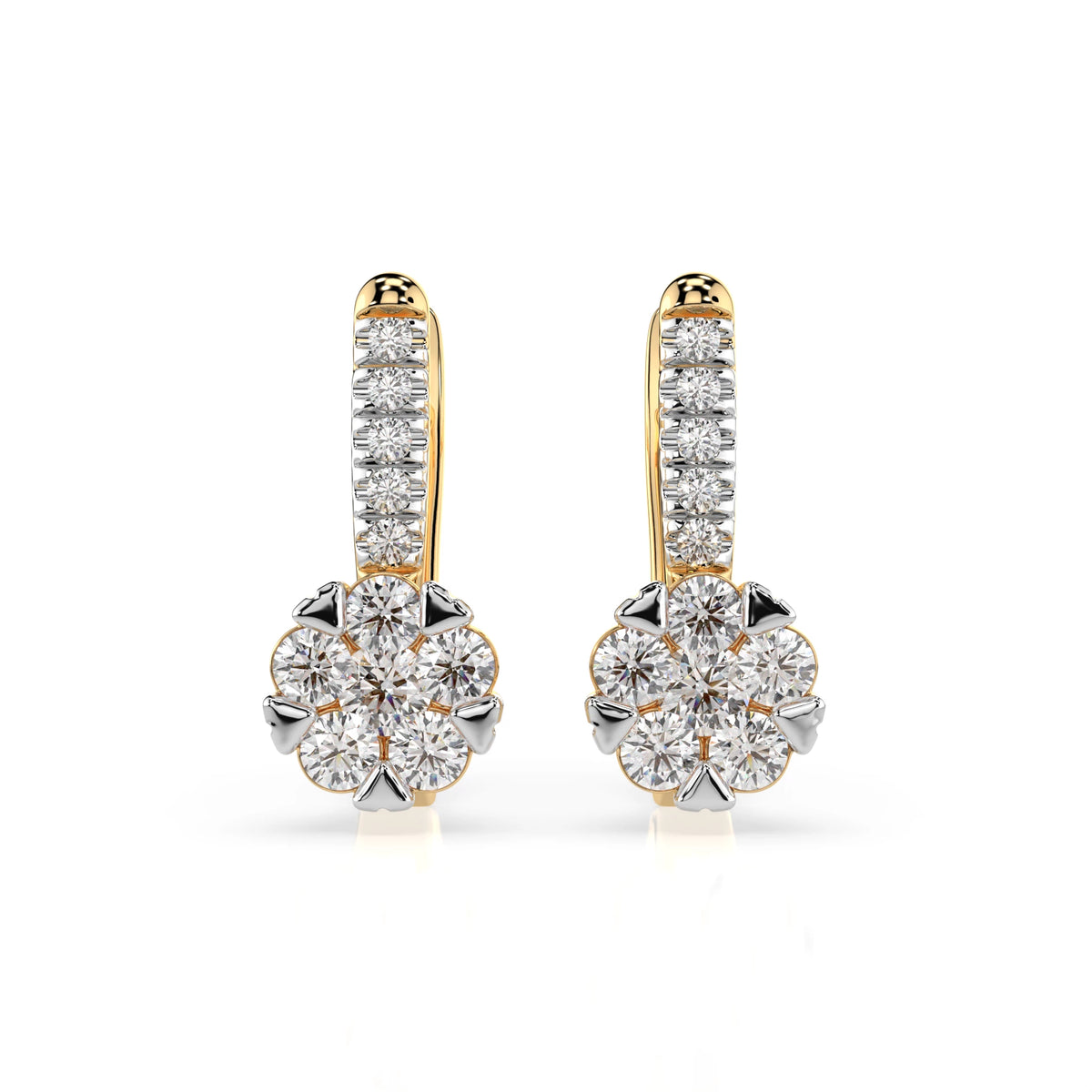 Cercei din Aur cu Diamante, Forma Rotund Briliant, 0,50 CT