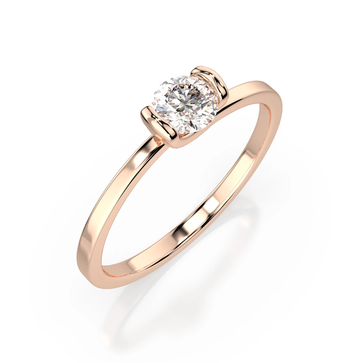 Inel de Logodnă Solitaire din Aur, Diamant Rotund Briliant 0,30 CT