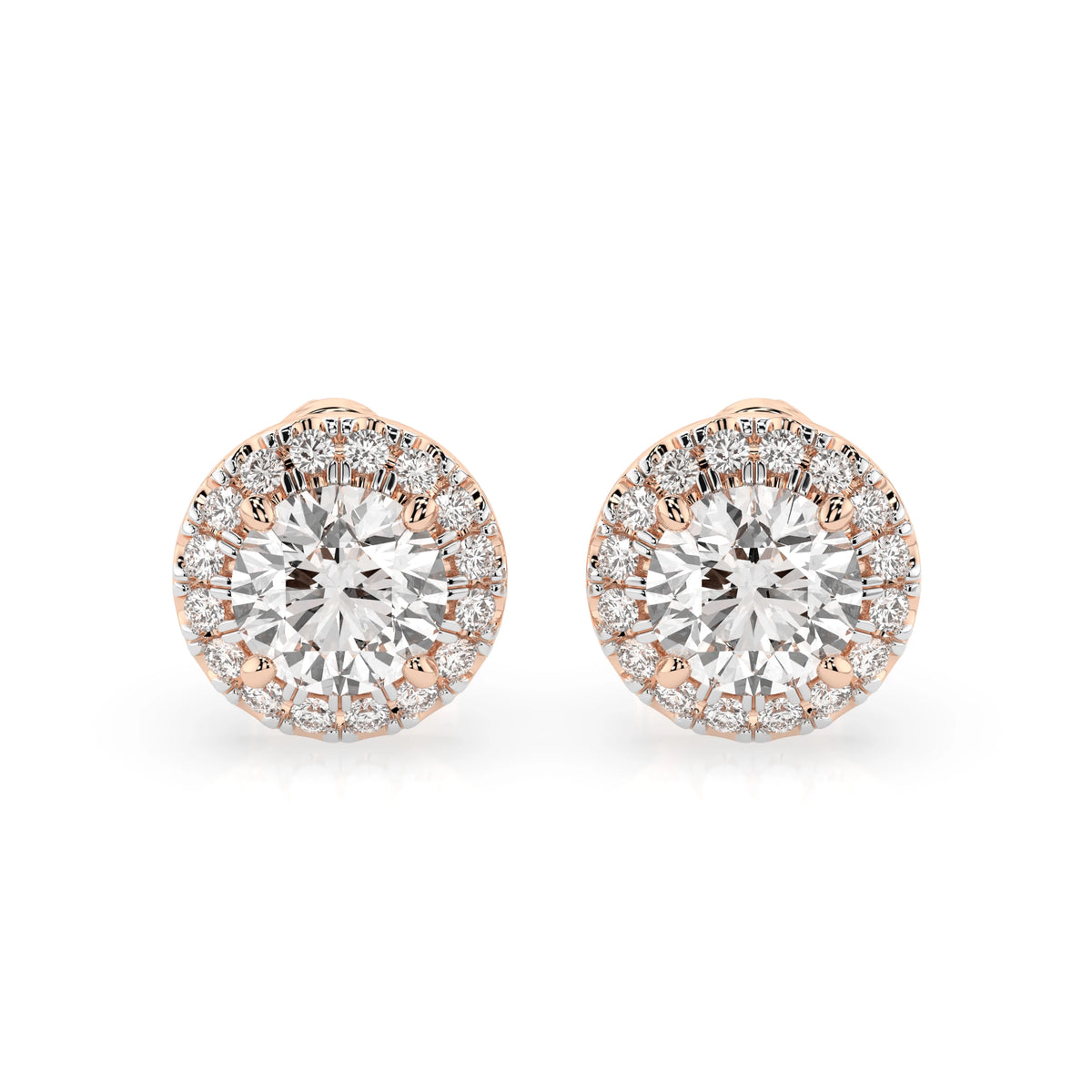 Cercei din Aur cu Diamante, Forma Rotund Briliant, 1,19 CT