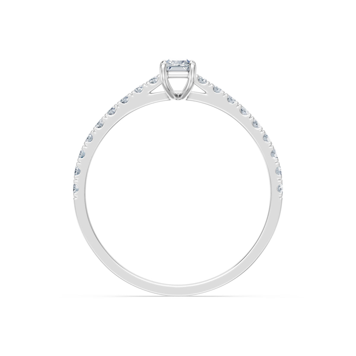 Inel de Logodnă din Aur cu Diamant Central Baguette și Diamante Laterale 0,53 CT