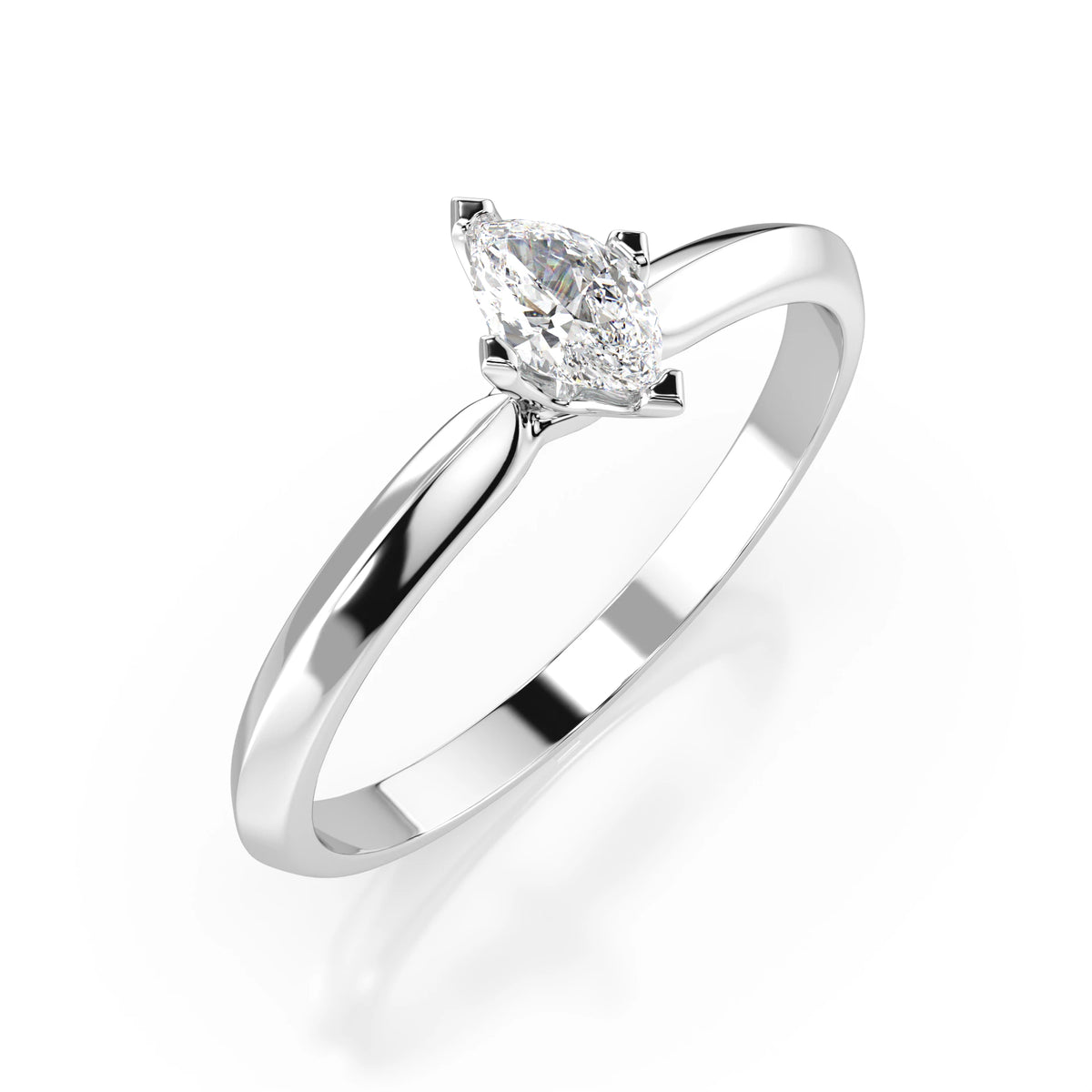 Inel de Logodnă Solitaire din Aur, Diamant Marquise 0,15 CT