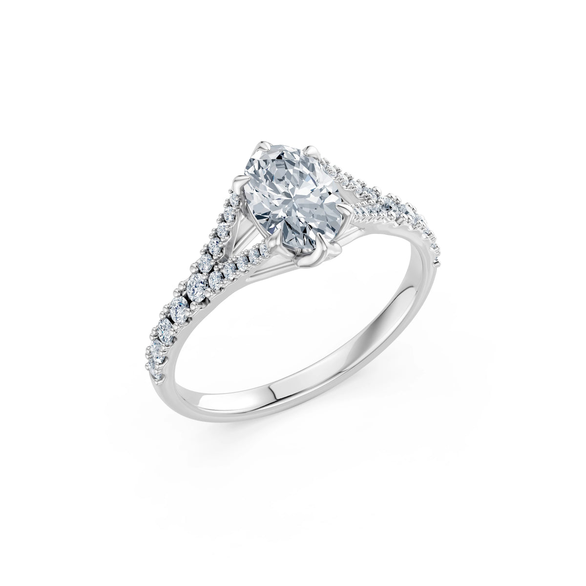 Inel de Logodnă din Aur cu Diamant Central Oval și Diamante Laterale 1,29 CT