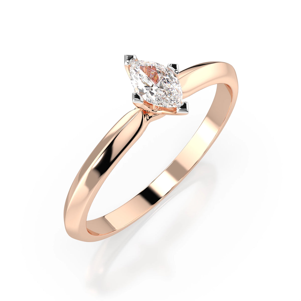 Inel de Logodnă Solitaire din Aur, Diamant Marquise 0,10 CT