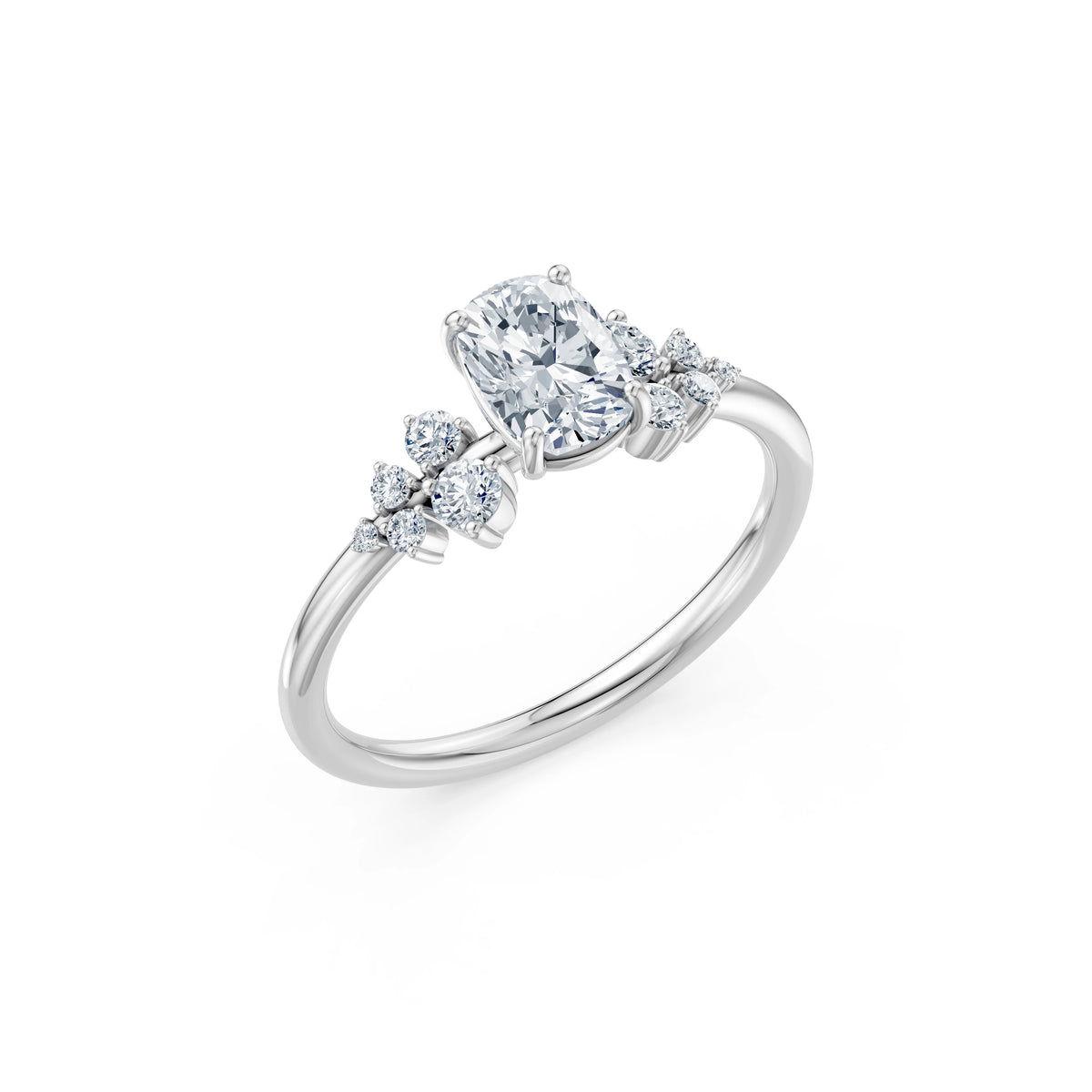Inel de Logodnă din Aur cu Diamant Central Cushion și Diamante Laterale 1,25 CT