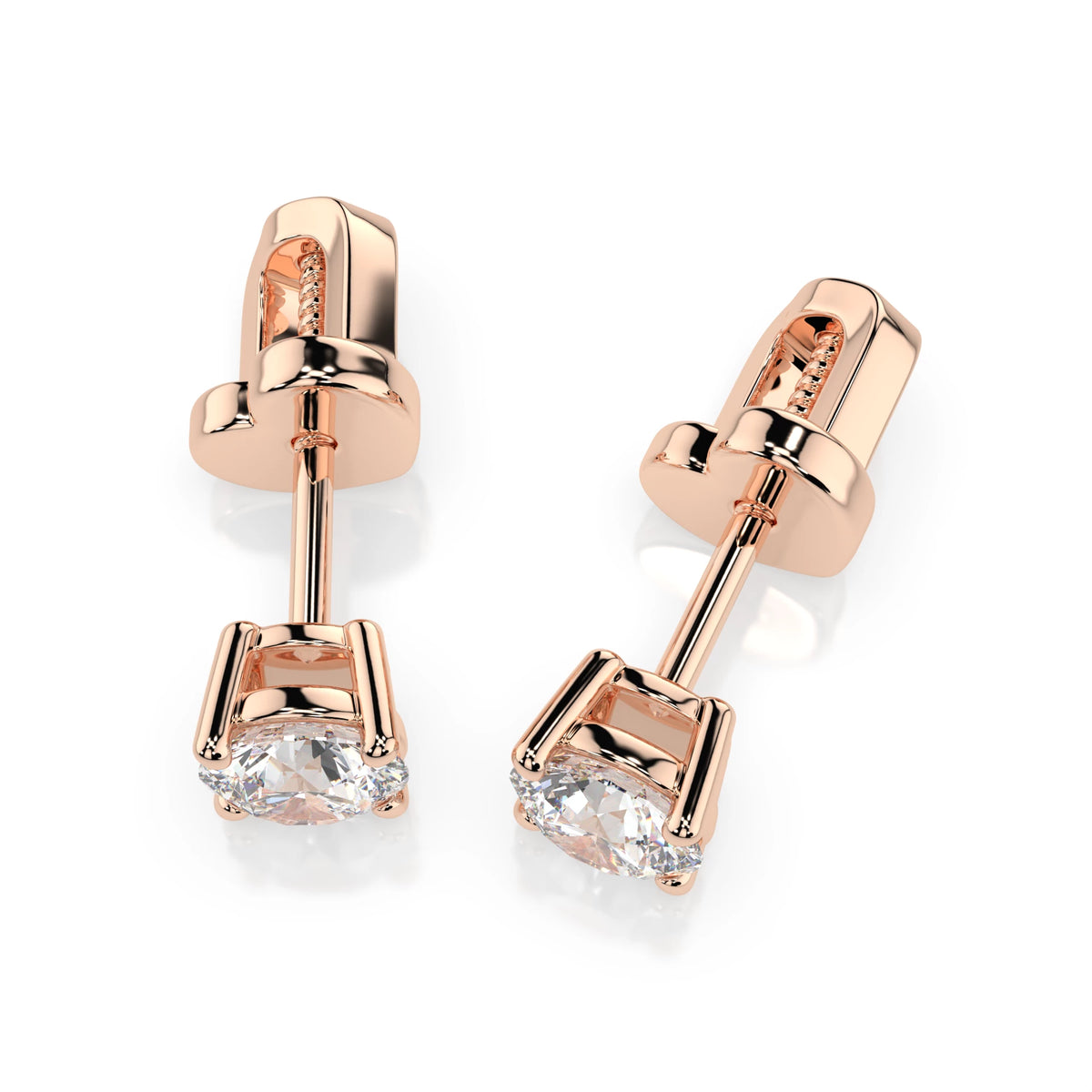 Cercei din Aur cu Diamante, Forma Rotund Briliant, 0,60 CT