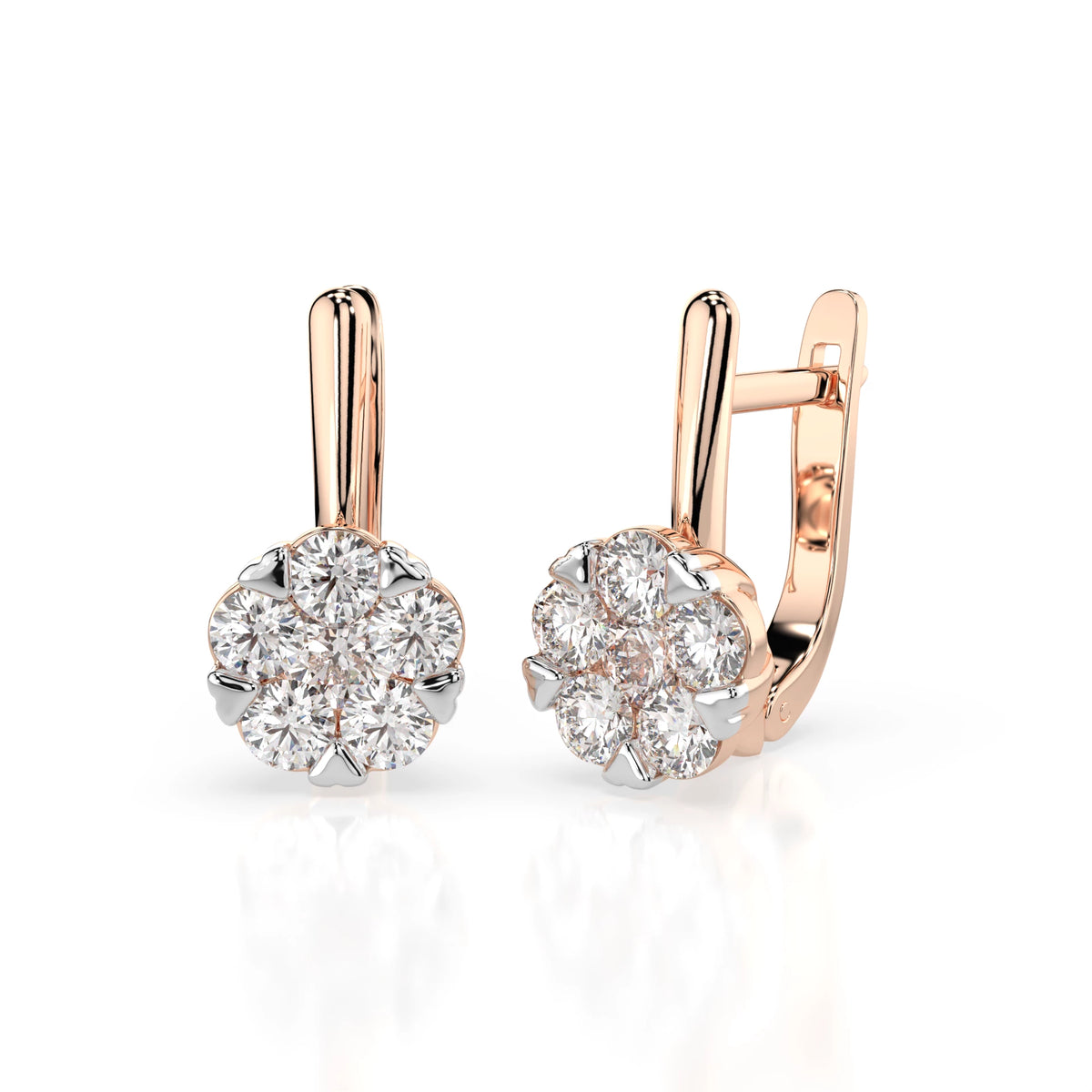 Cercei din Aur cu Diamante, Forma Rotund Briliant, 1,17 CT