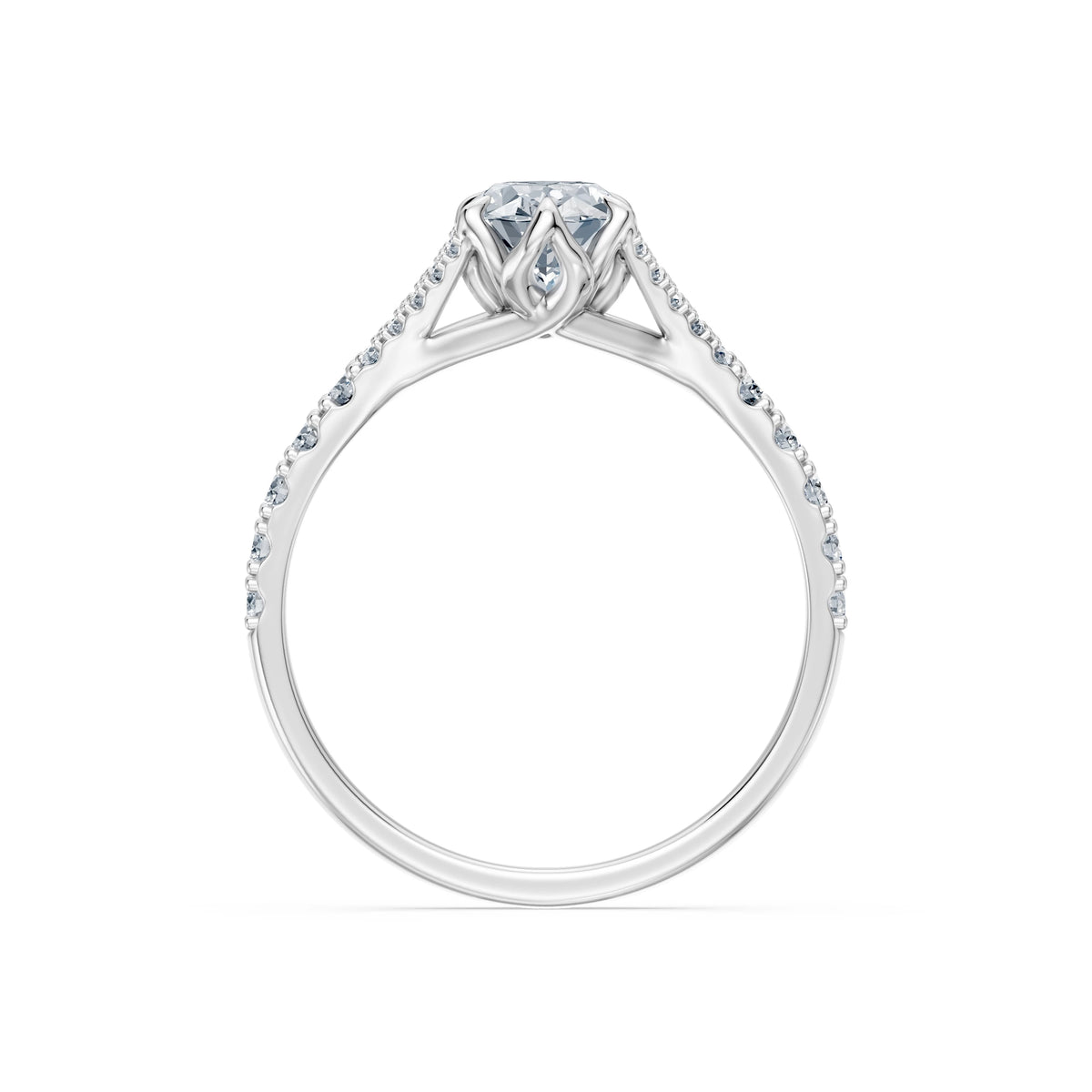 Inel de Logodnă din Aur cu Diamant Central Oval și Diamante Laterale 1,29 CT