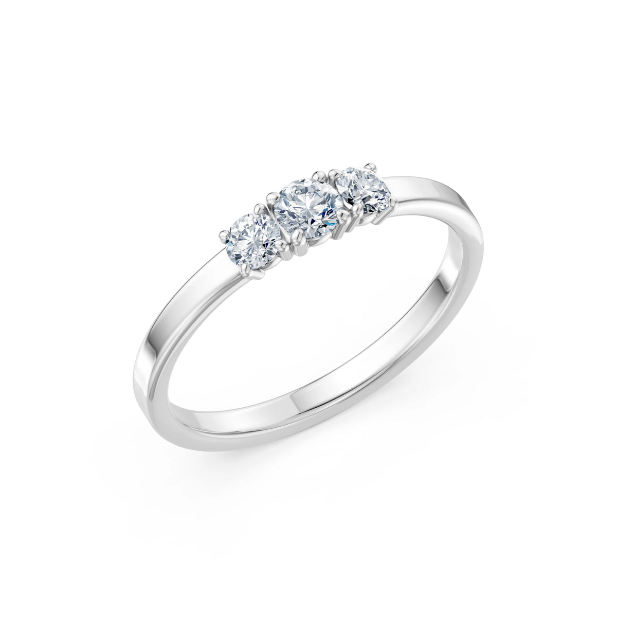Inel de Logodnă din Aur cu Diamant Central Rotund Briliant și Diamante Laterale 0,33 CT