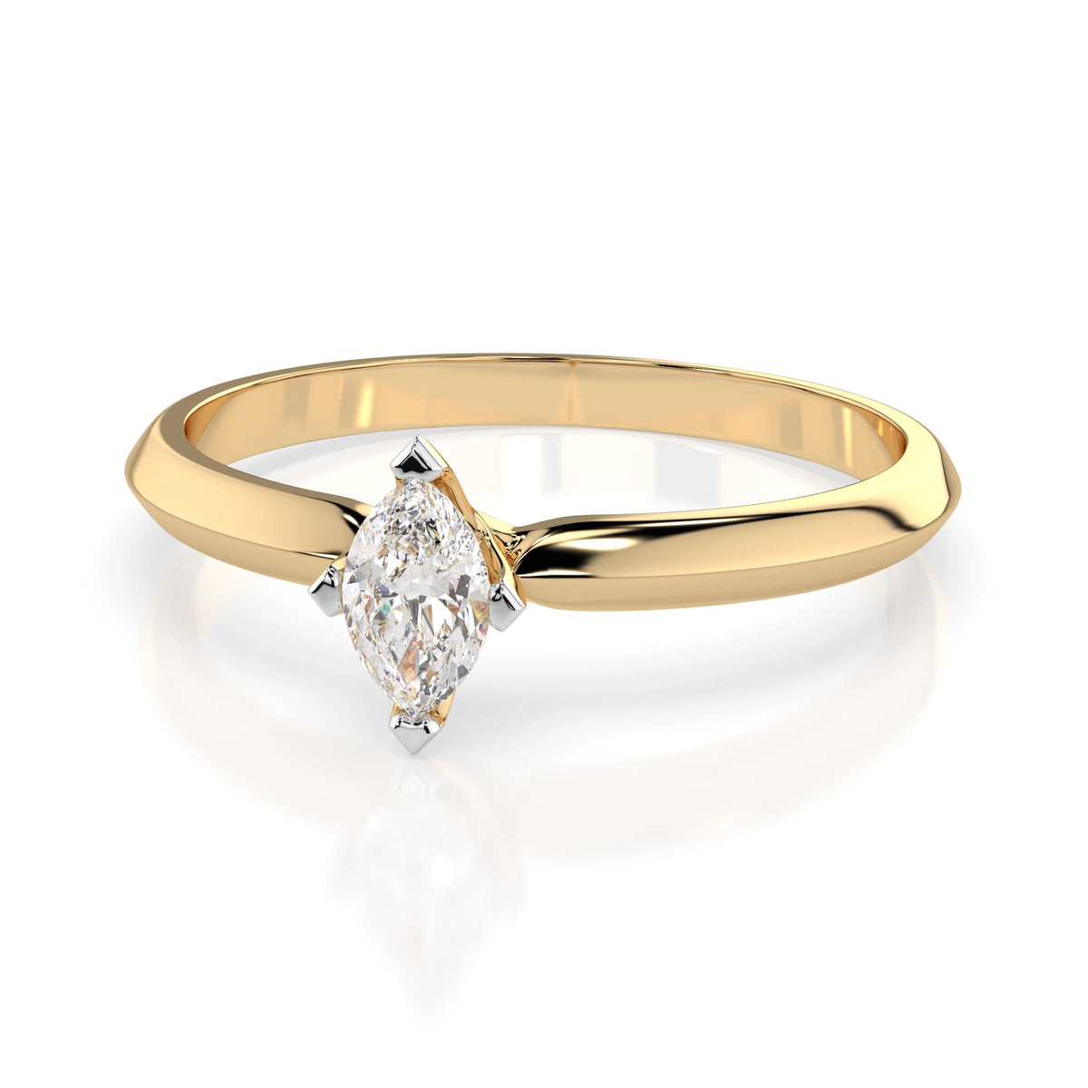 Inel de Logodnă Solitaire din Aur, Diamant Marquise 0,10 CT