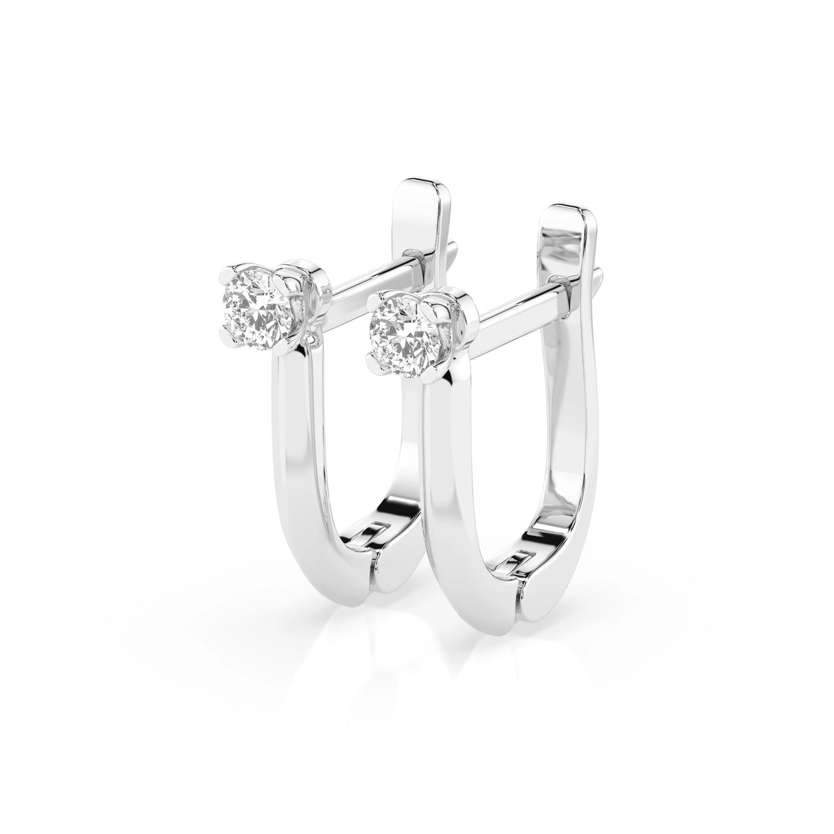 Cercei din Aur cu Diamante, Forma Rotund Briliant, 0,20 CT
