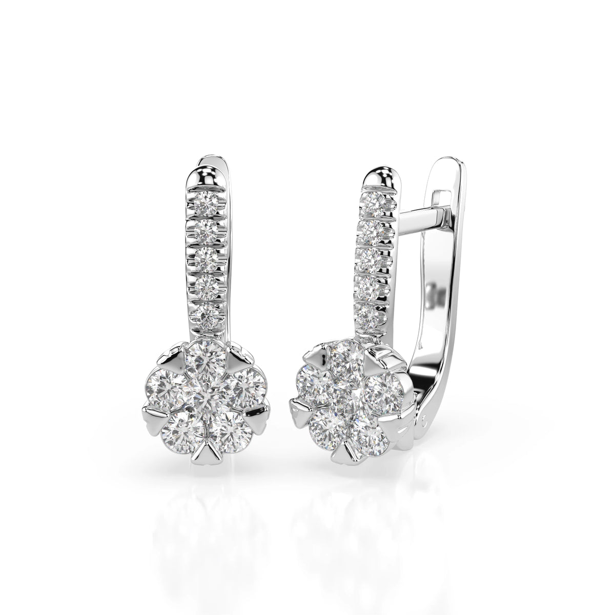 Cercei din Aur cu Diamante, Forma Rotund Briliant, 0,50 CT