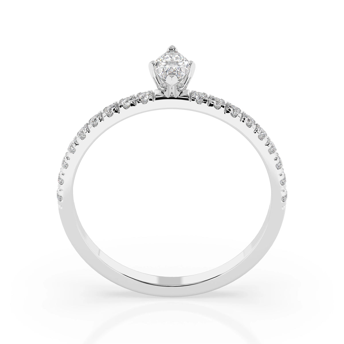 Inel de Logodnă din Aur cu Diamant Central Marquise și Diamante Laterale 0,33 CT