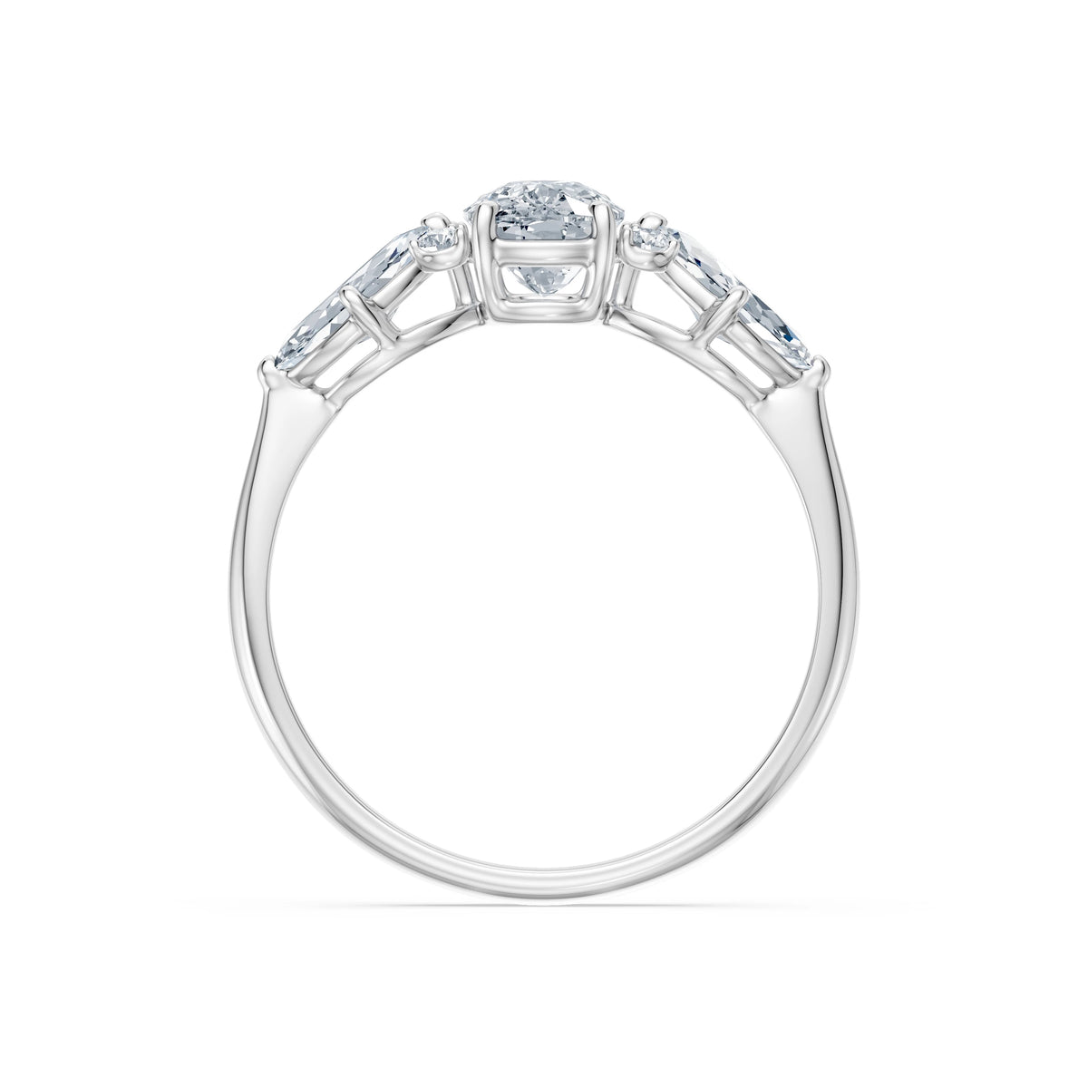 Inel de Logodnă din Aur cu Diamant Central Cushion și Diamante Laterale 1,67 CT