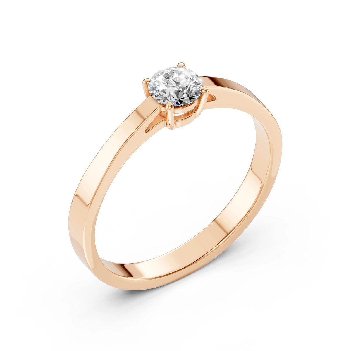 Inel de Logodnă Solitaire din Aur, Diamant Rotund Briliant 0,45 CT