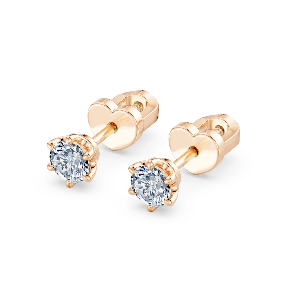 Cercei din Aur cu Diamante, Forma Rotund Briliant, 0,60 CT