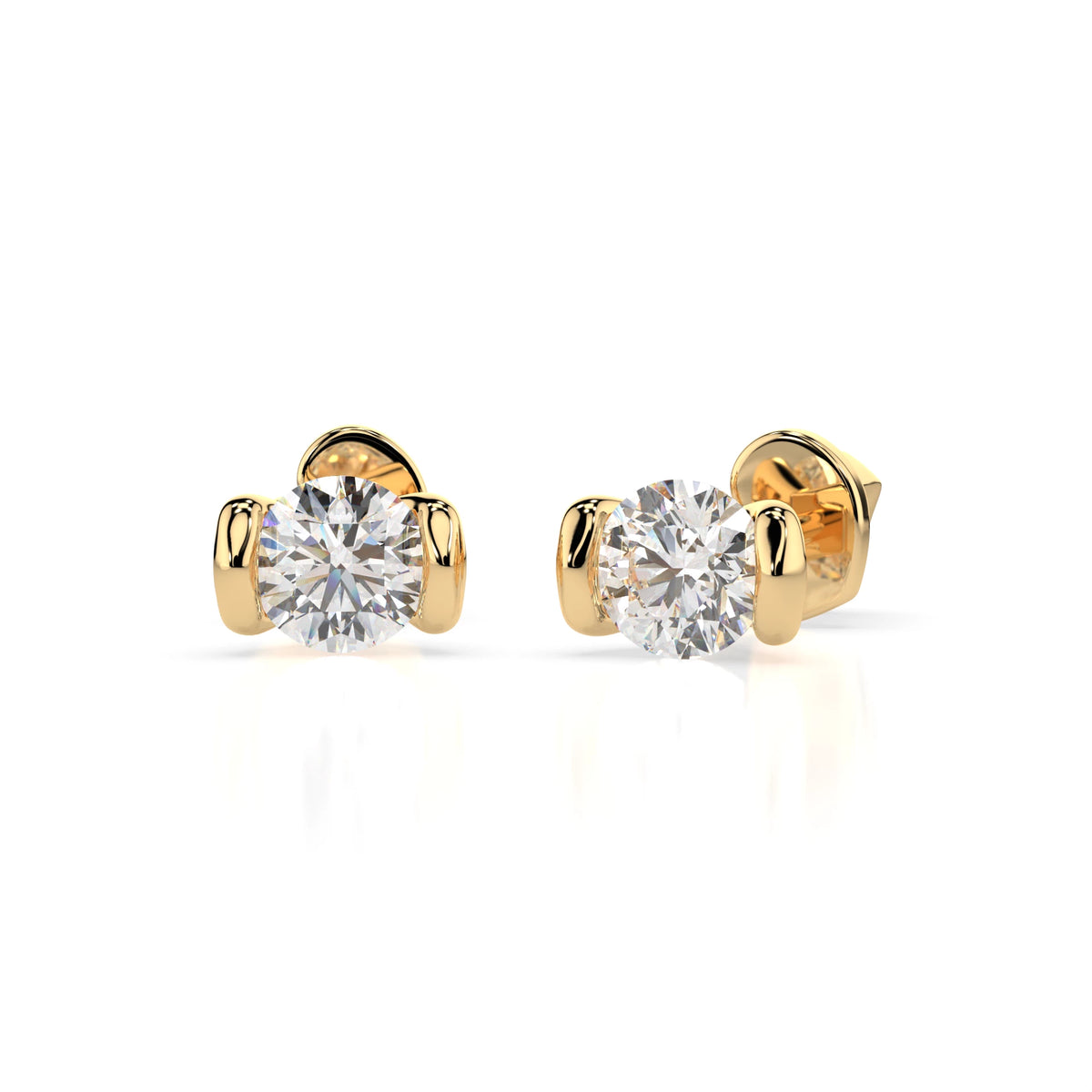 Cercei din Aur cu Diamante, Forma Rotund Briliant, 0,40 CT