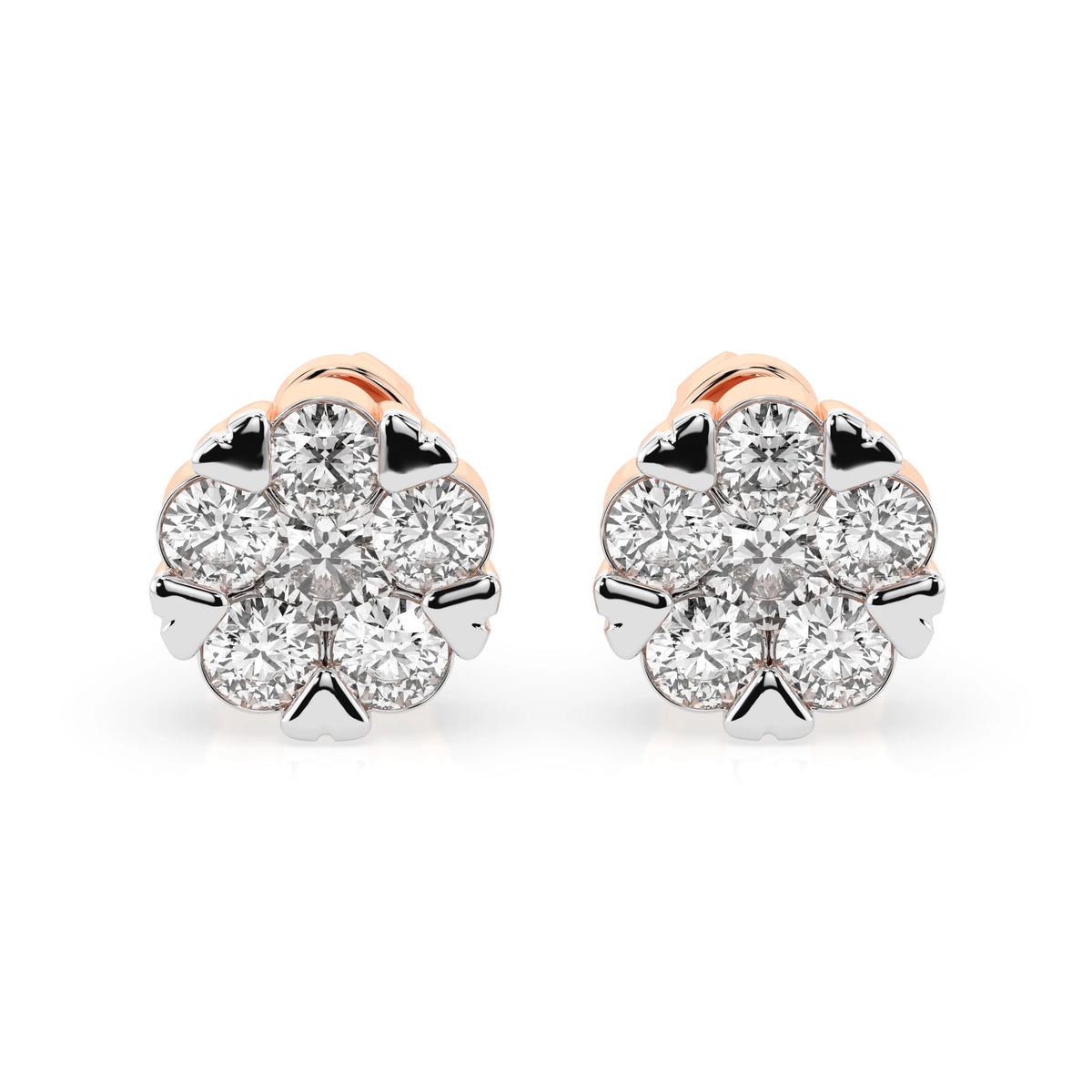 Cercei din Aur cu Diamante, Forma Rotund Briliant, 0,73 CT