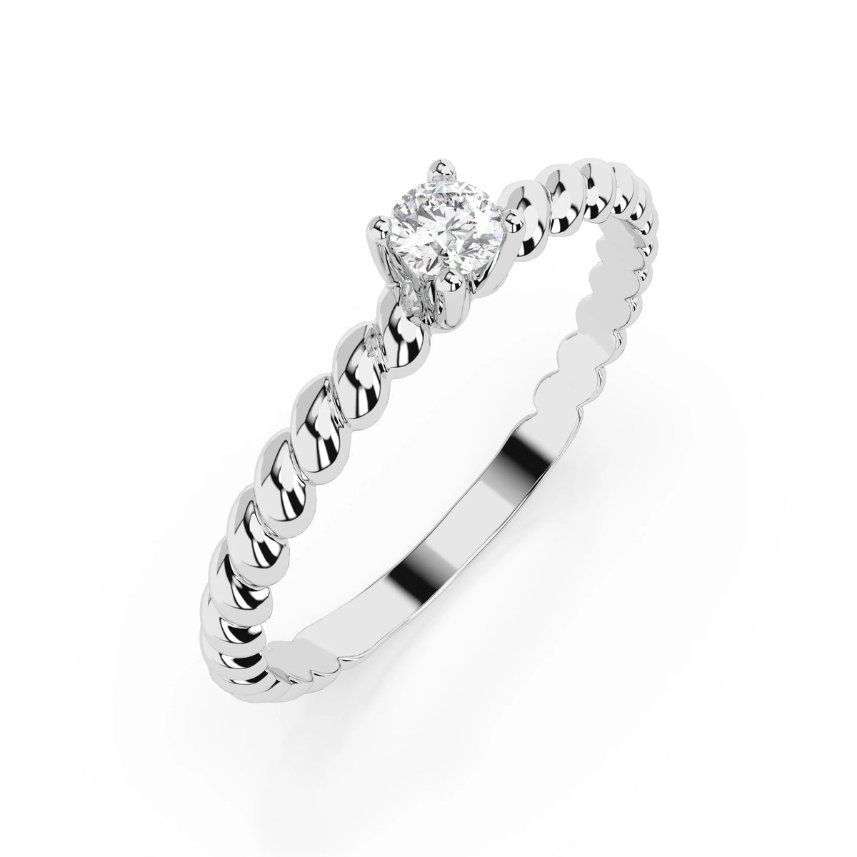 Inel de Logodnă Solitaire din Aur, Diamant Rotund Briliant 0,08 CT