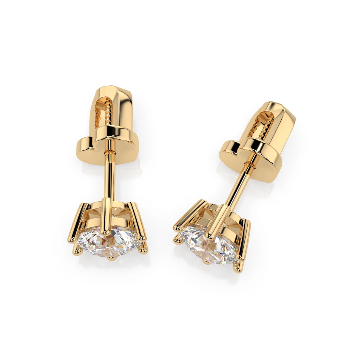 Cercei din Aur cu Diamante, Forma Rotund Briliant, 0,80 CT
