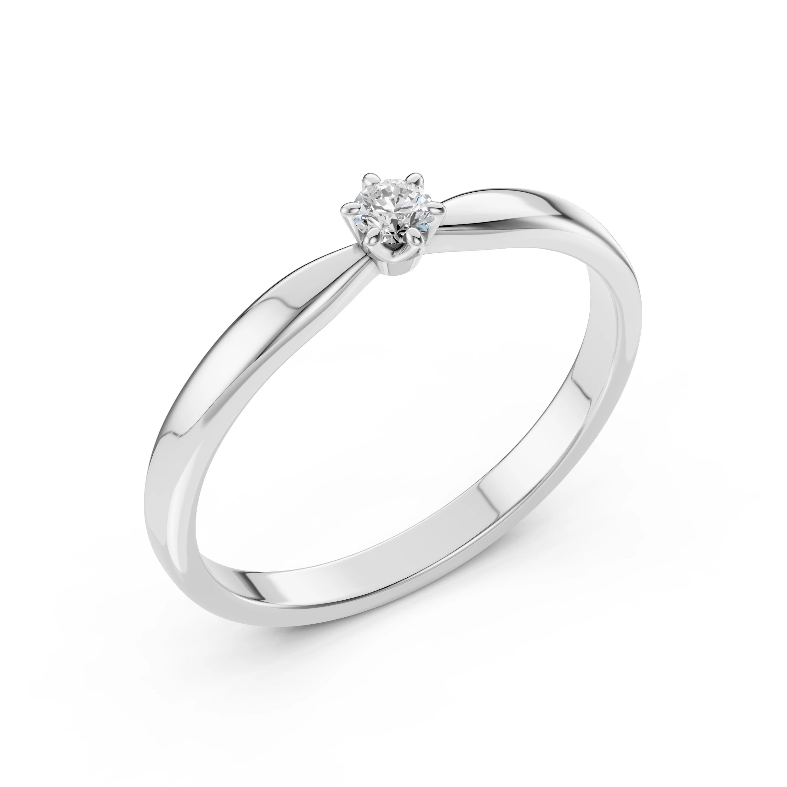 Inel de Logodnă Solitaire din Aur, Diamant Rotund Briliant 0.10 CT