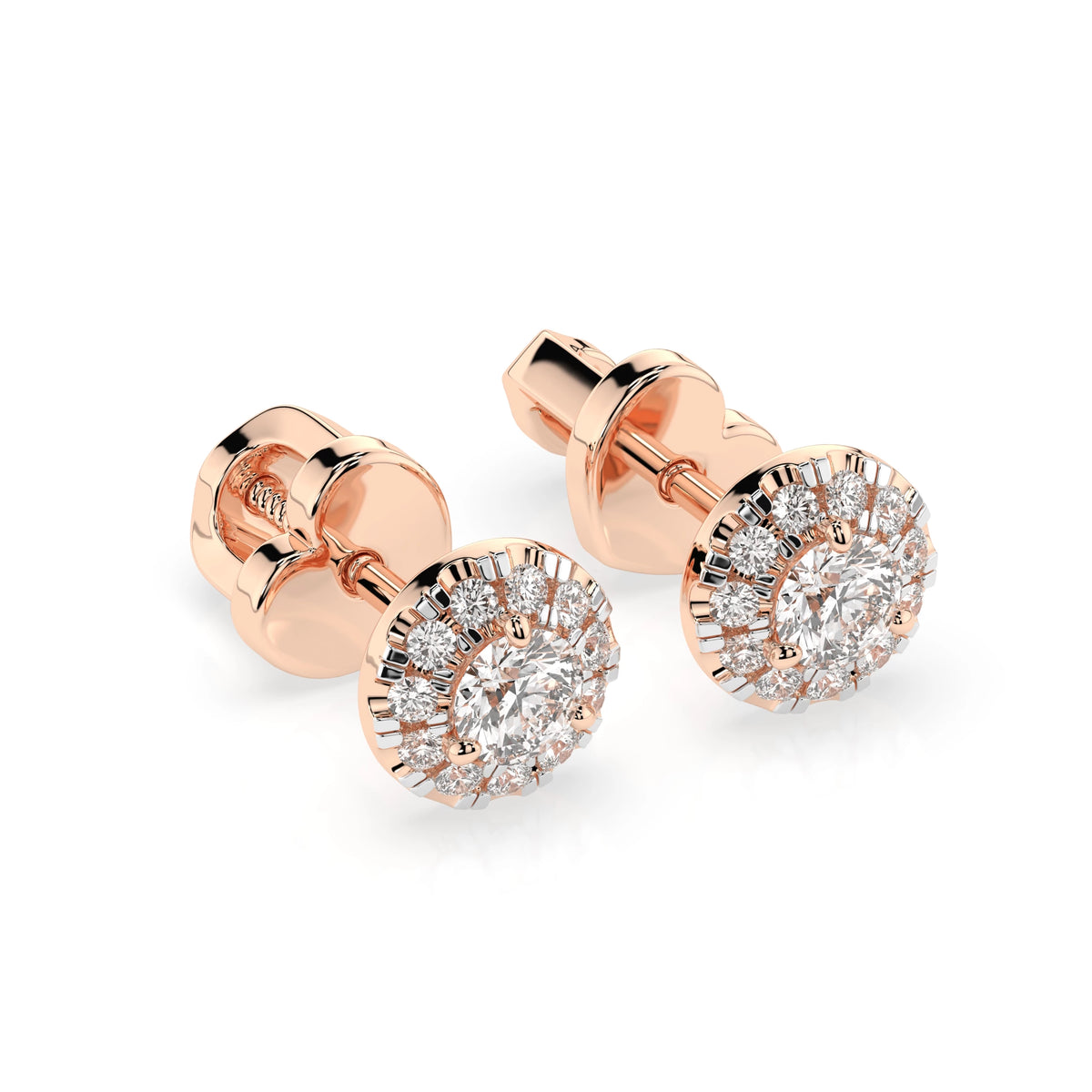Cercei din Aur cu Diamante, Forma Rotund Briliant, 0,37 CT