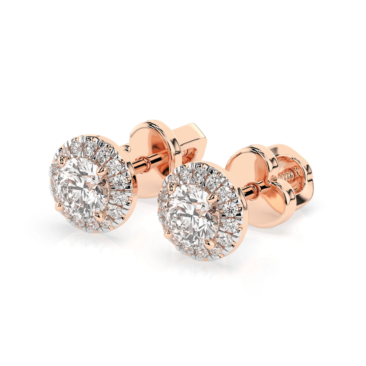 Cercei din Aur cu Diamante, Forma Rotund Briliant, 0,54 CT