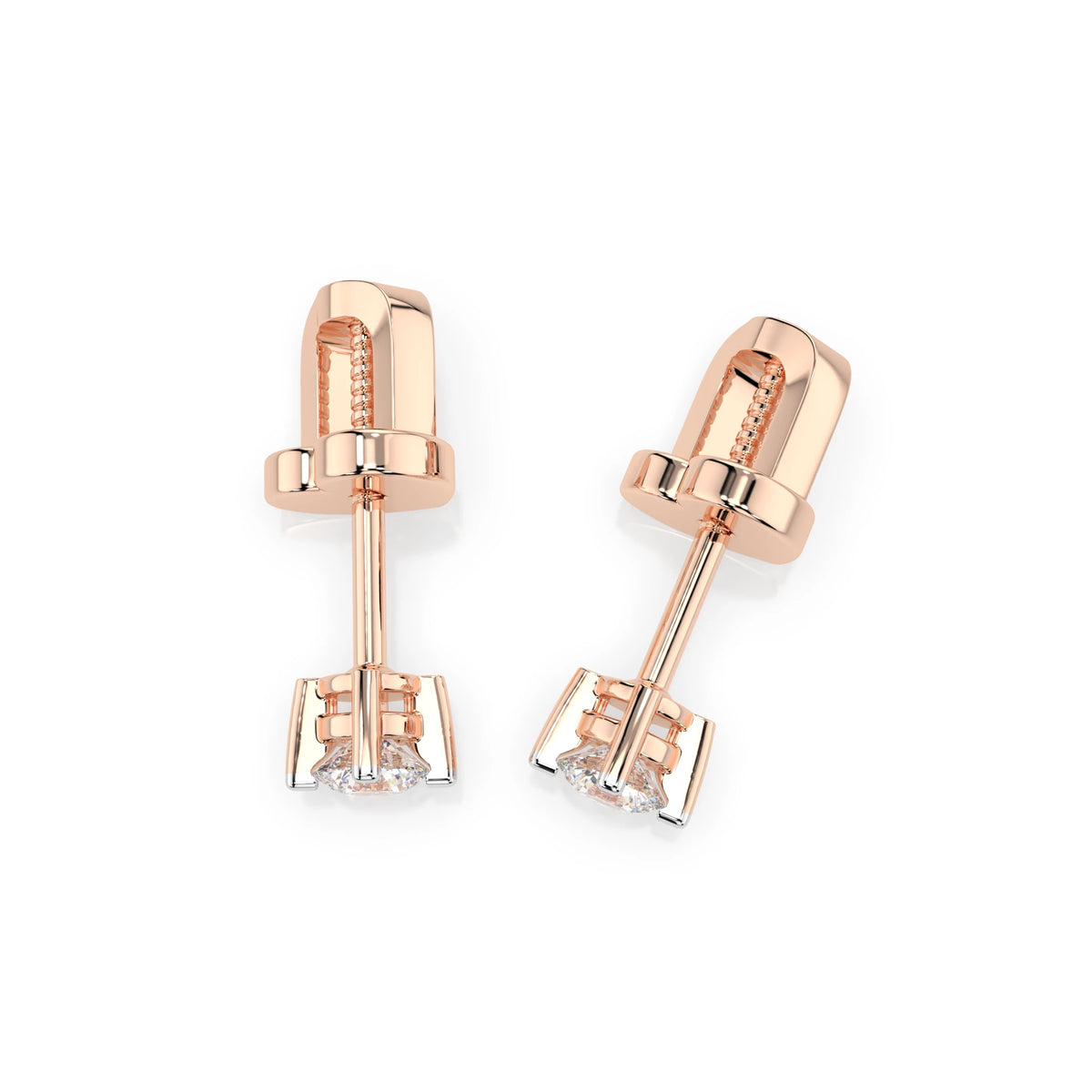 Cercei din Aur cu Diamante, Forma Rotund Briliant, 0,12 CT