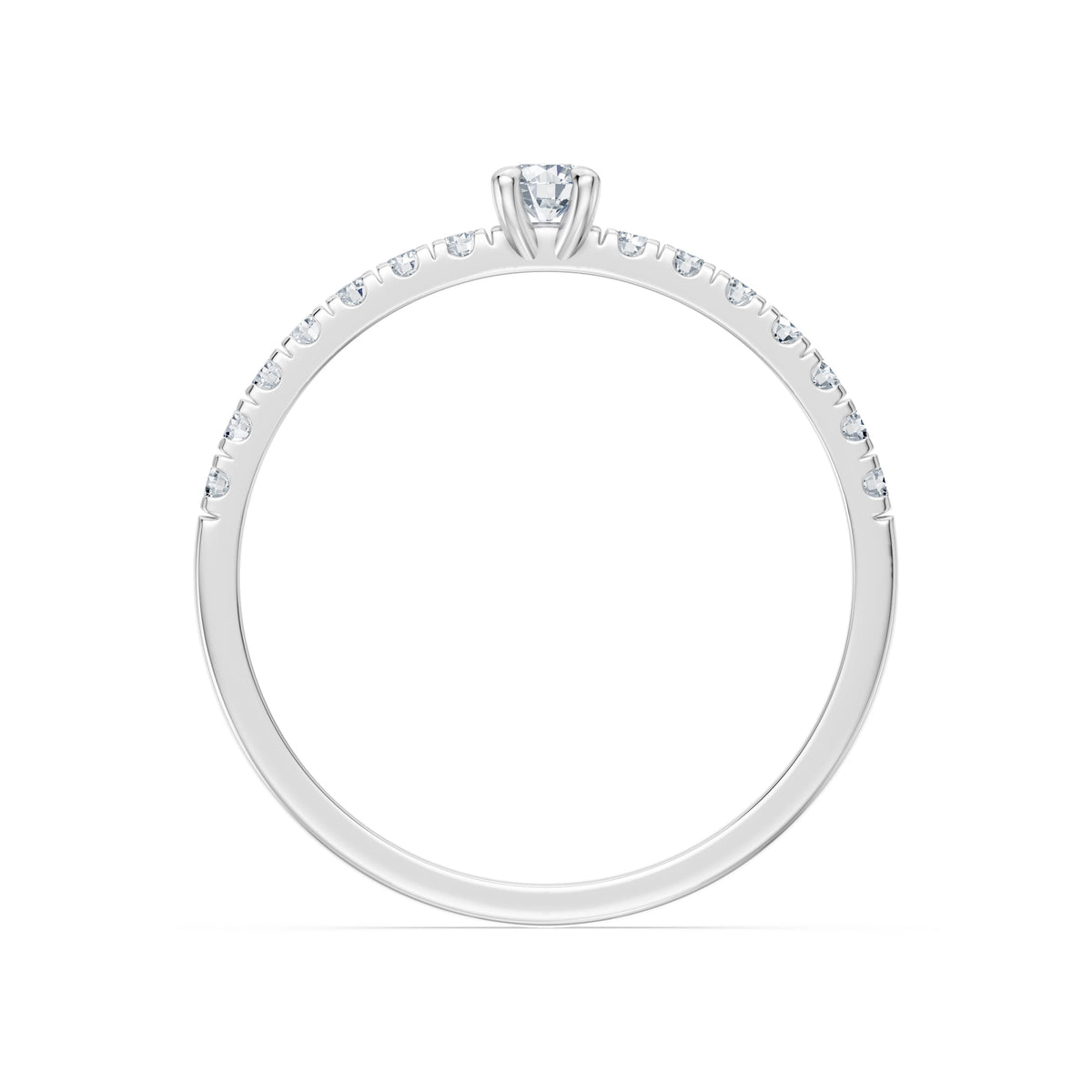 Inel de Logodnă din Aur cu Diamant Central Rotund Briliant și Diamante Laterale 0,30 CT