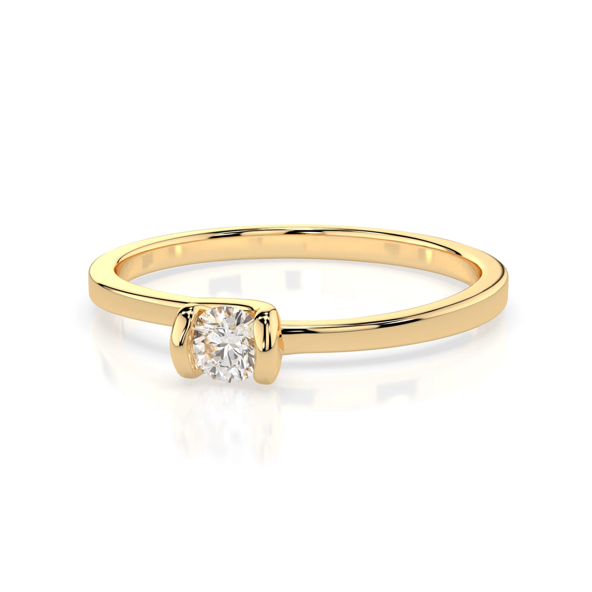 Inel de Logodnă Solitaire din Aur, Diamant Rotund Briliant 0,10 CT