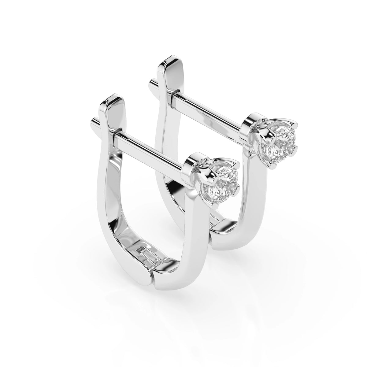 Cercei din Aur cu Diamante, Forma Rotund Briliant, 0,12 CT