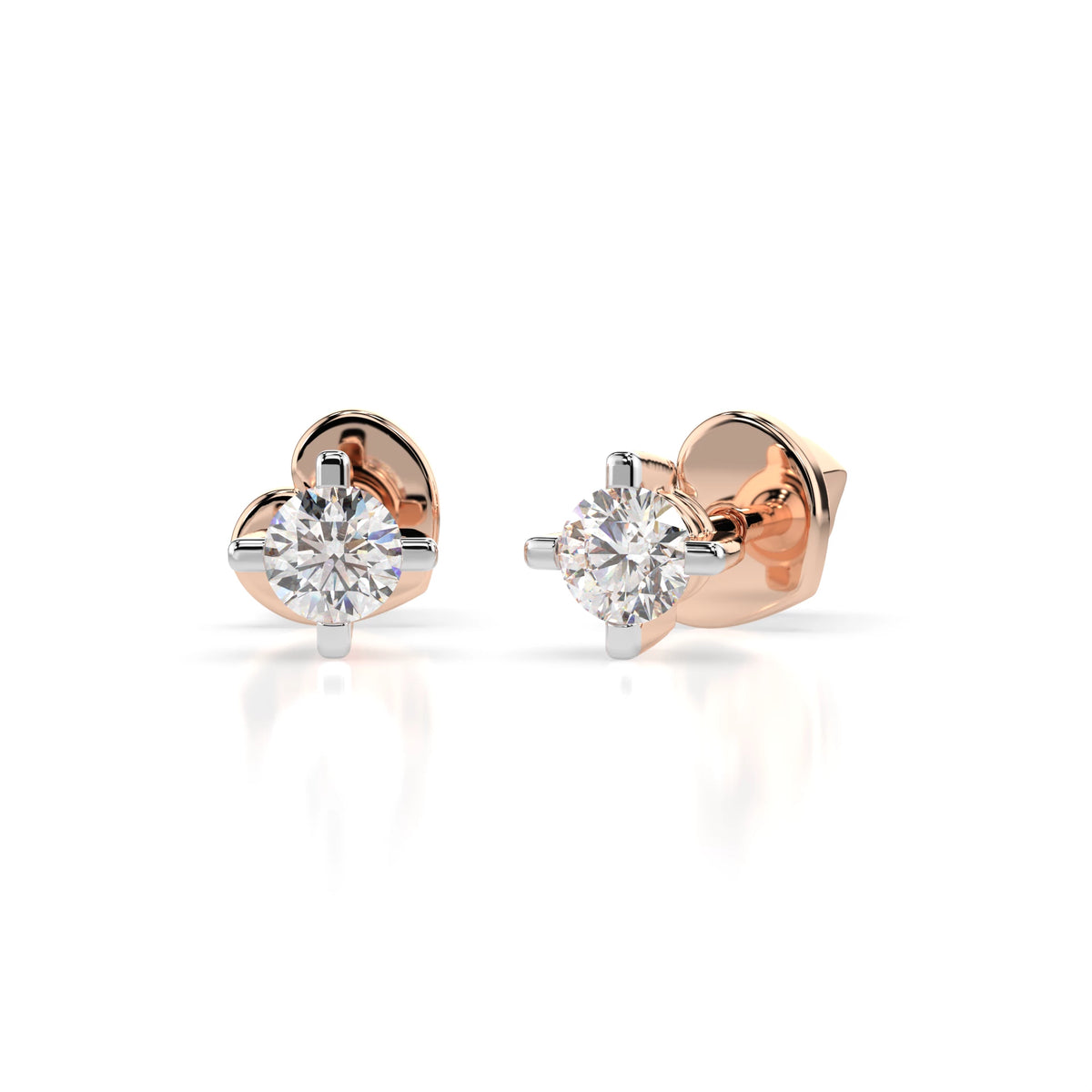 Cercei din Aur cu Diamante, Forma Rotund Briliant, 0,20 CT