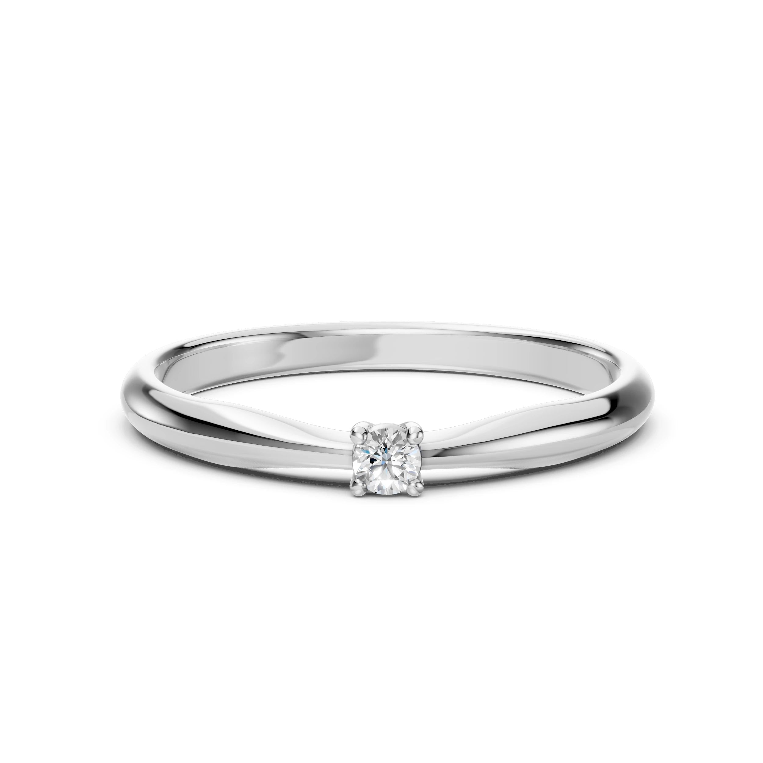Inel de Logodnă Solitaire din Aur, Diamant Rotund Briliant 0.10 CT