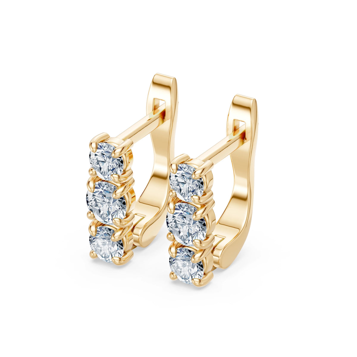 Cercei din Aur cu Diamante, Forma Rotund Briliant, 0,66 CT