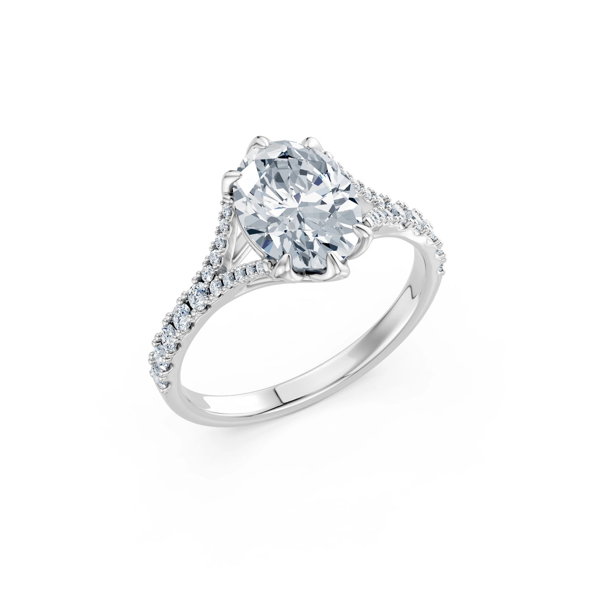 Inel de Logodnă din Aur cu Diamant Central Oval și Diamante Laterale 2,37 CT