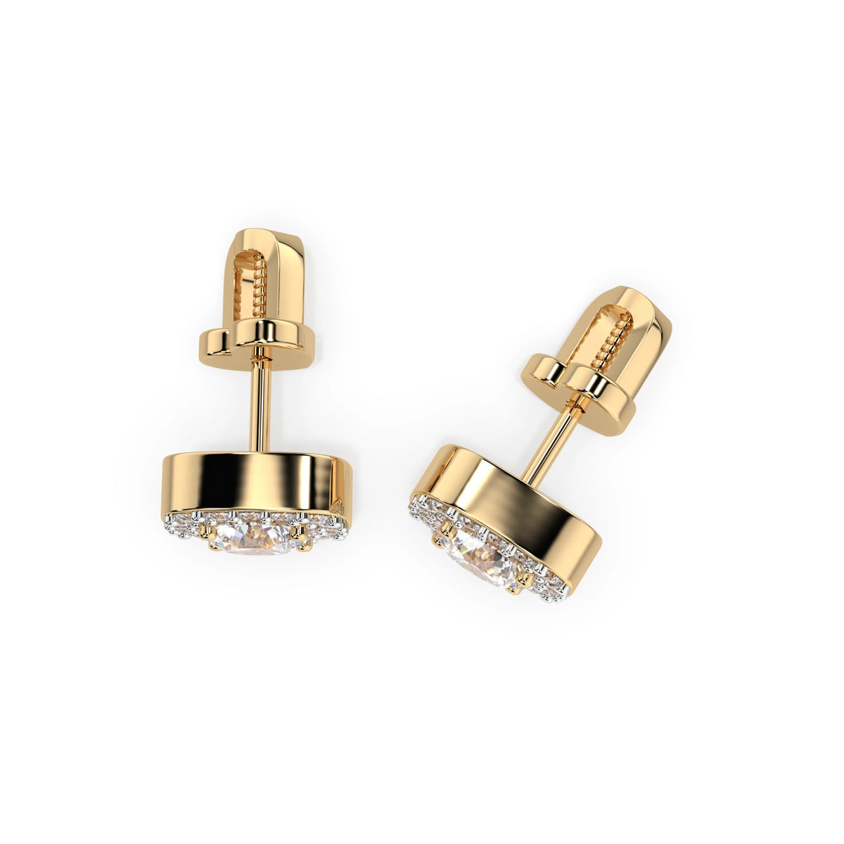 Cercei din Aur cu Diamante, Forma Rotund Briliant, 1,25 CT
