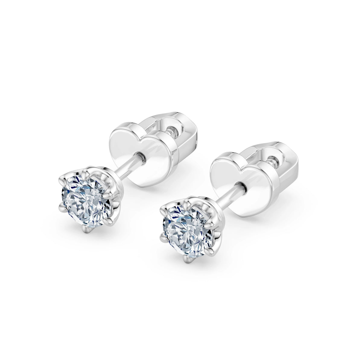 Cercei din Aur cu Diamante, Forma Rotund Briliant, 0,60 CT
