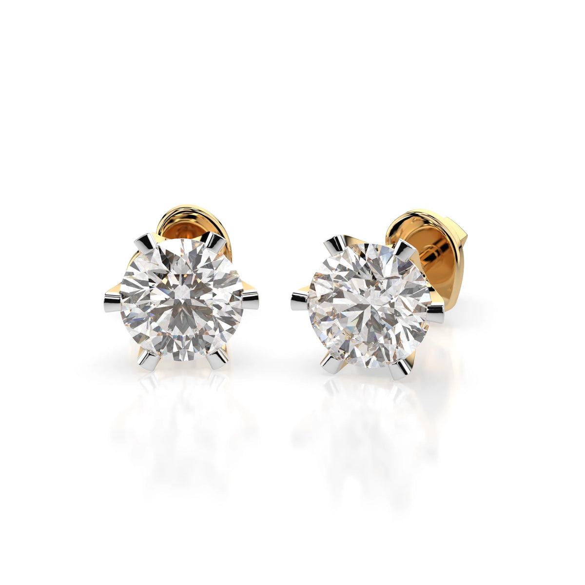 Cercei din Aur cu Diamante, Forma Rotund Briliant, 0,90 CT