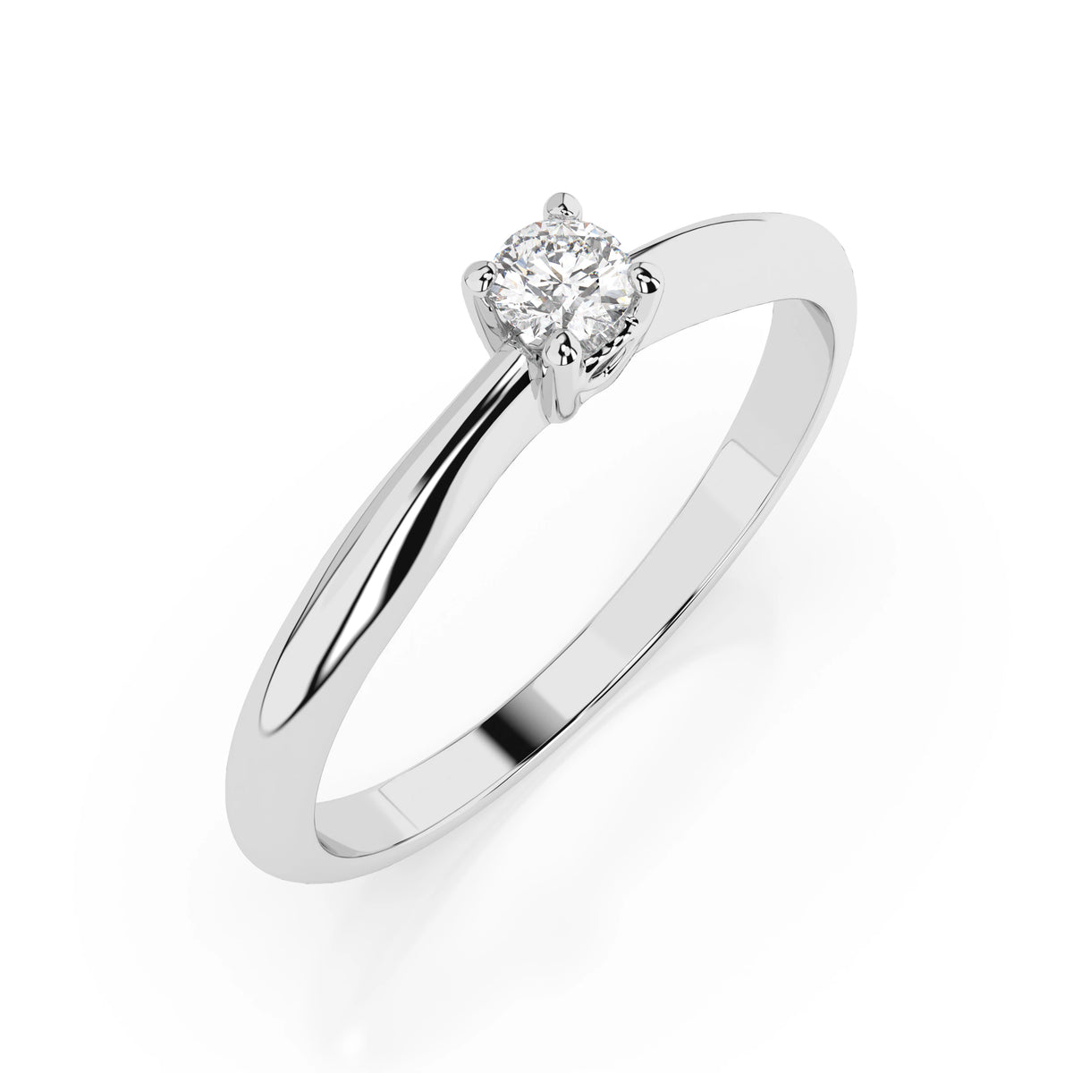 Inel de Logodnă Solitaire din Aur, Diamant Rotund Briliant 0,06 CT