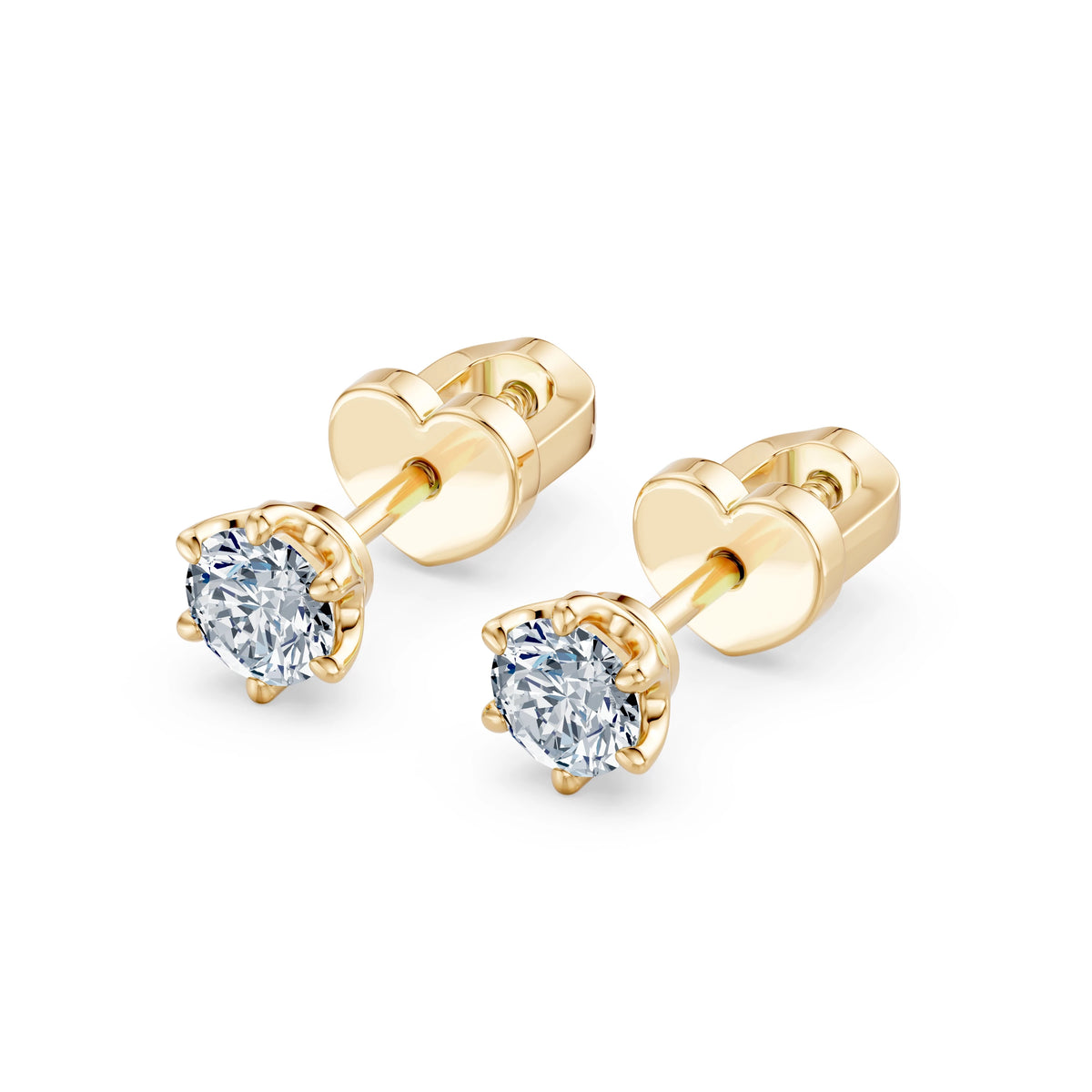 Cercei din Aur cu Diamante, Forma Rotund Briliant, 0,50 CT