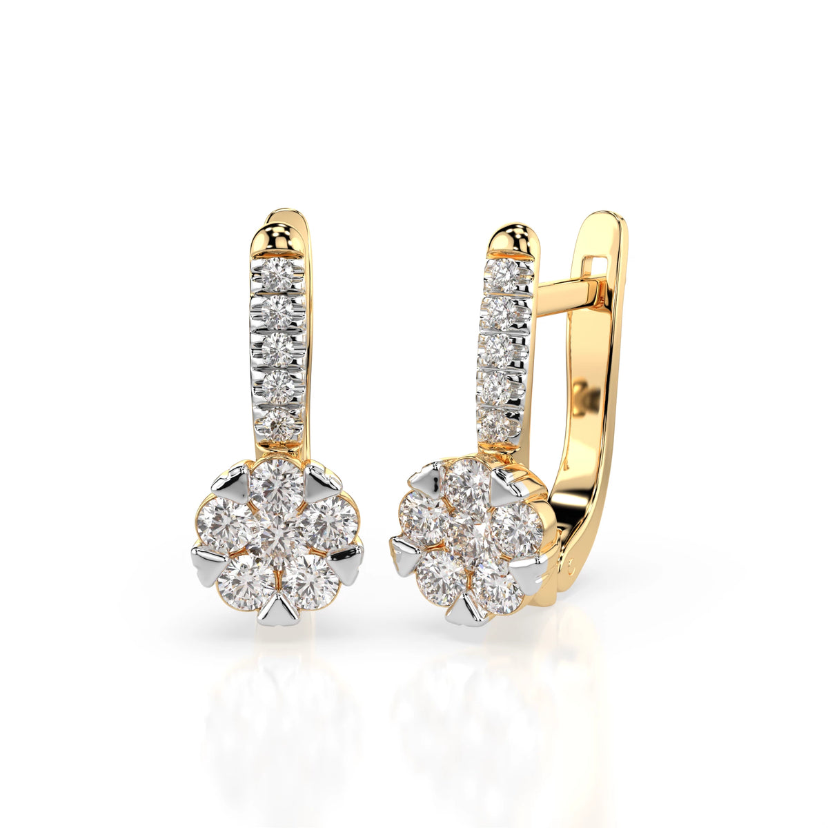 Cercei din Aur cu Diamante, Forma Rotund Briliant, 0,50 CT