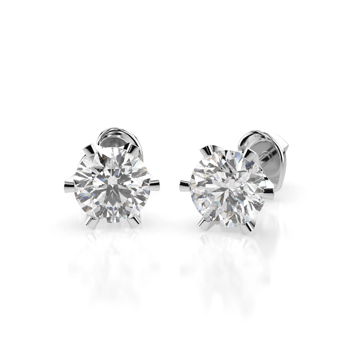 Cercei din Aur cu Diamante, Forma Rotund Briliant, 1,40 CT