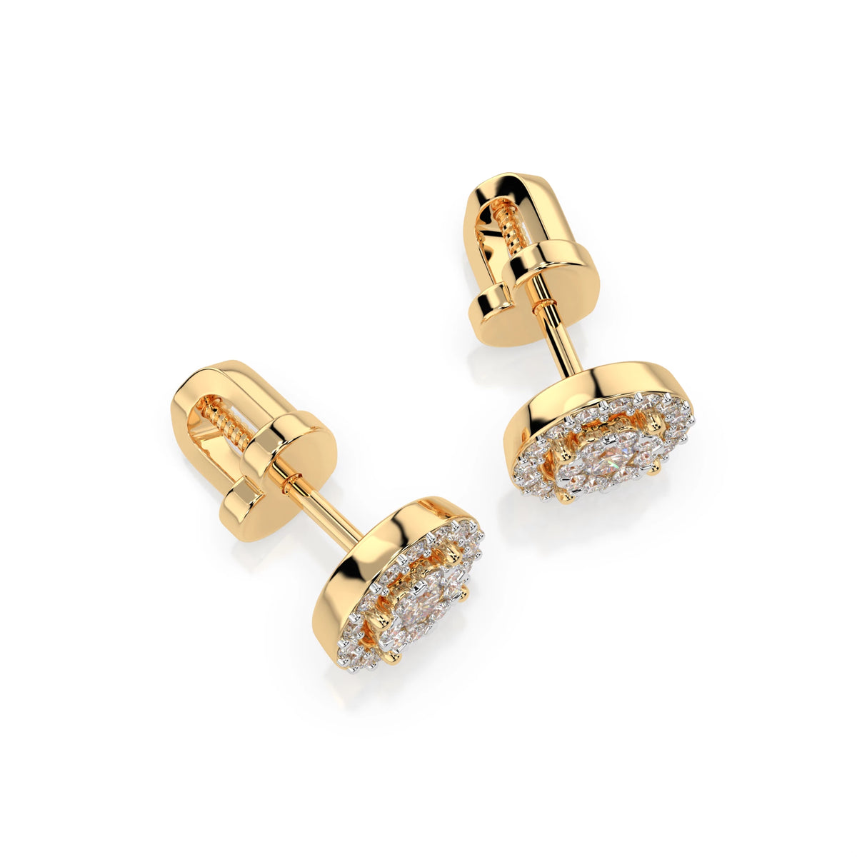 Cercei din Aur cu Diamante, Forma Rotund Briliant, 0,48 CT