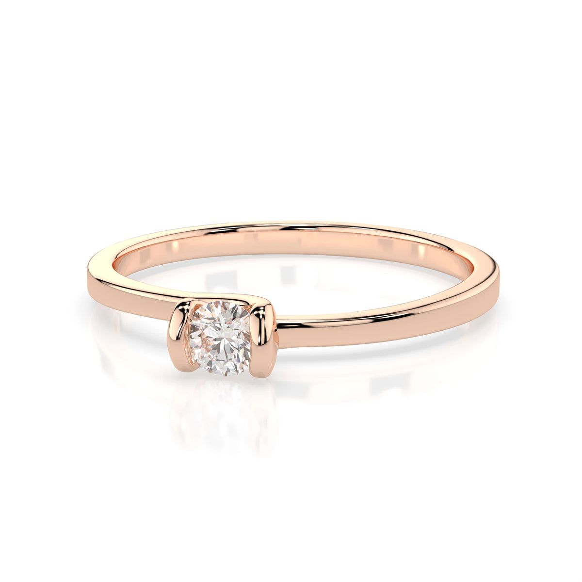 Inel de Logodnă Solitaire din Aur, Diamant Rotund Briliant 0,10 CT