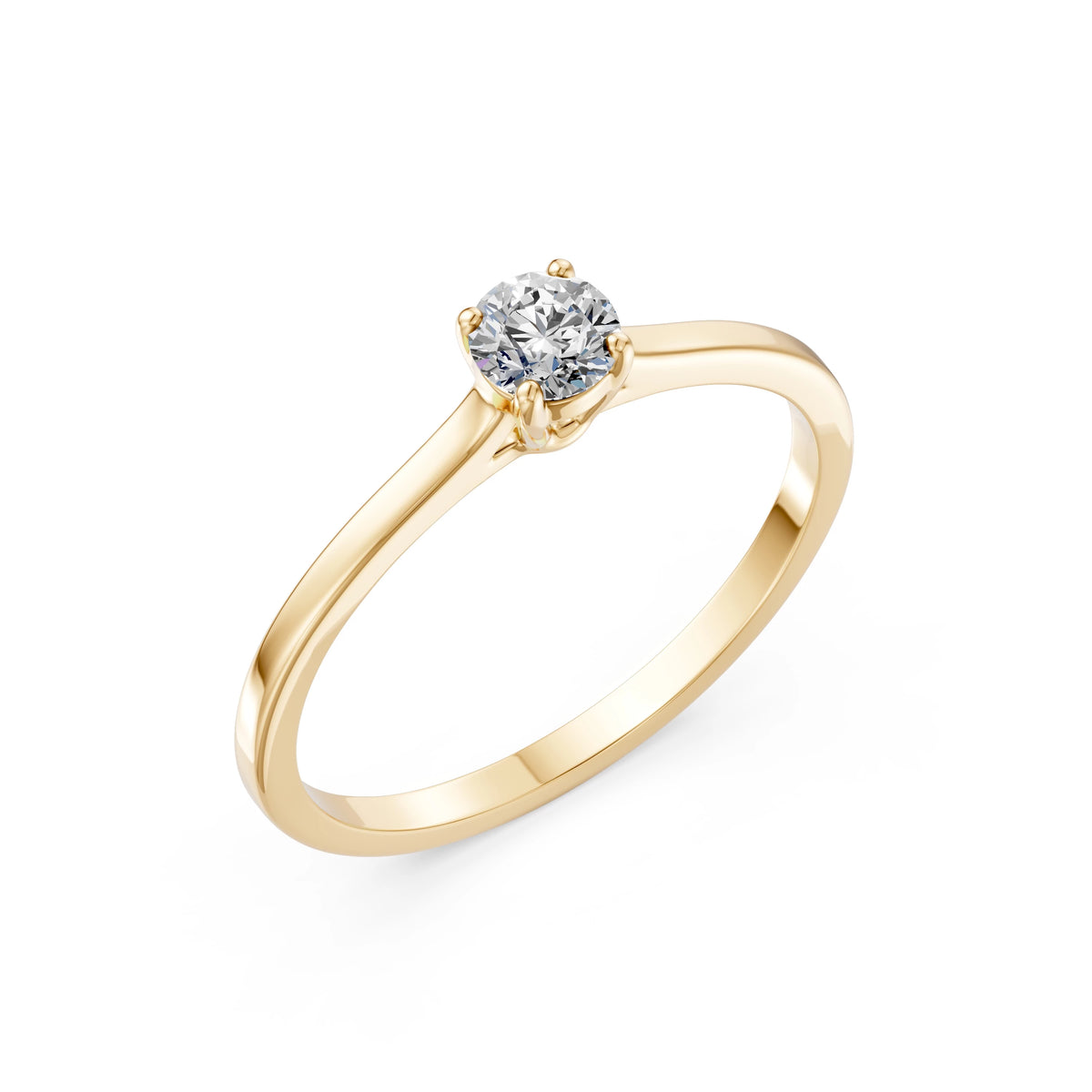 Inel de Logodnă Solitaire din Aur, Diamant Rotund Briliant 0,30 CT