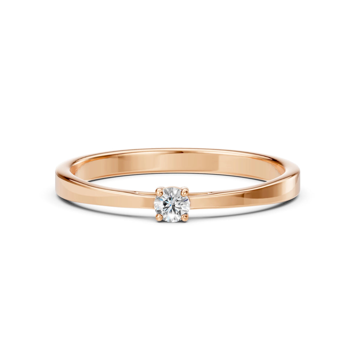 Inel de Logodnă Solitaire din Aur, Diamant Rotund Briliant 0,06 CT