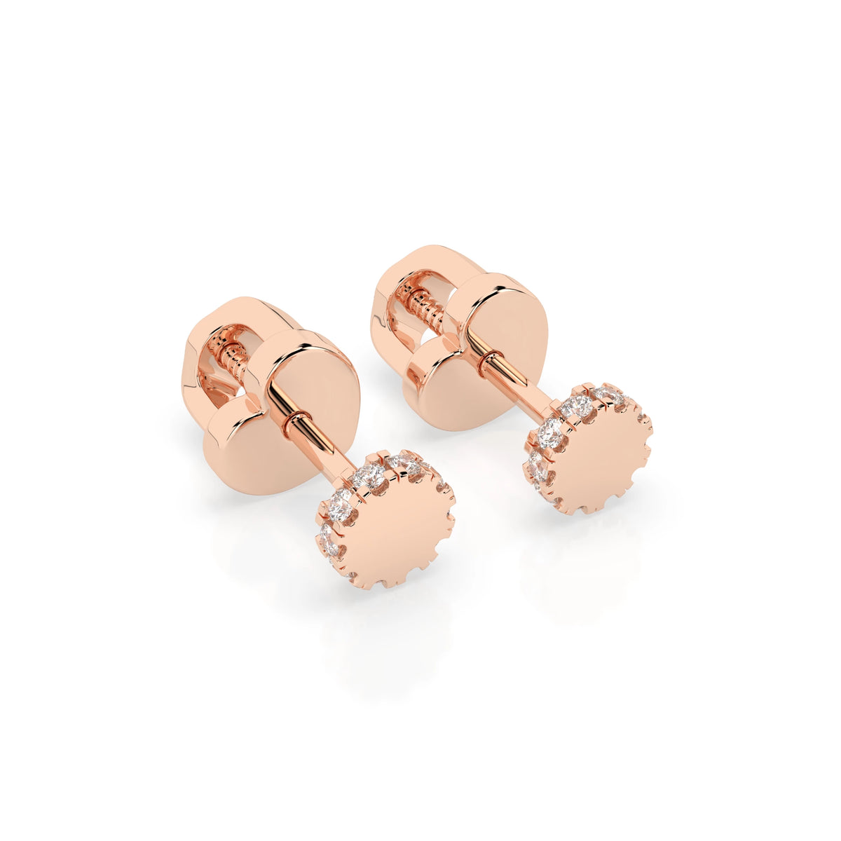 Cercei din Aur cu Diamante, Forma Rotund Briliant, 0,10 CT