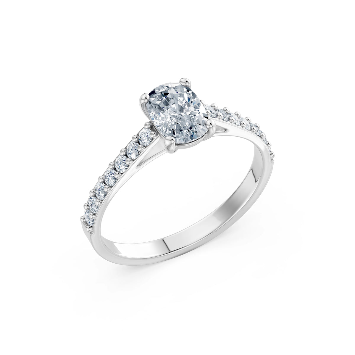 Inel de Logodnă din Aur cu Diamant Central Cushion și Diamante Laterale 1,28 CT